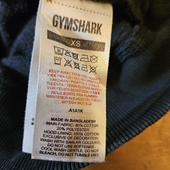 Gymshark Crest Men's Black Hoodie Sweatshirt Size XS Logo Athleisure Long Sleeve - Picture 4 of 8